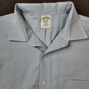 Brooks Brothers Regent Dress Shirt Mens 17 1/2-35 Blue Houndstooth Non-Iron‎